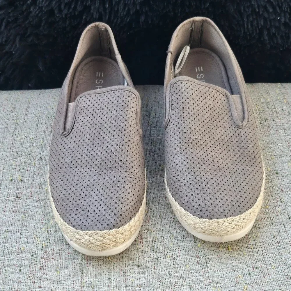 Esprit Women Shoes Espadrille Loafer Slip On Flat Gray Shoes Size 8.5M